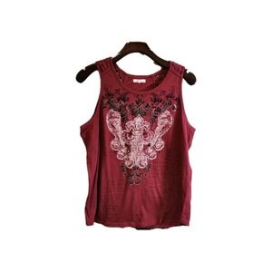 Women Maurices Embellished Burgundy Tank Top Size X LARGE